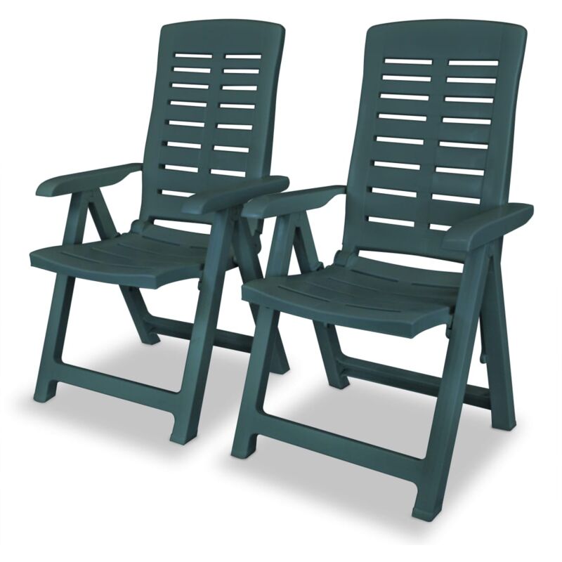 Reclining Garden Chairs 2 pcs Plastic Green Vidaxl