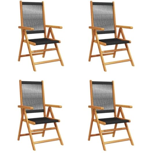 Reclining Garden Chairs 4 pcs Black Solid Wood Acacia Vidaxl