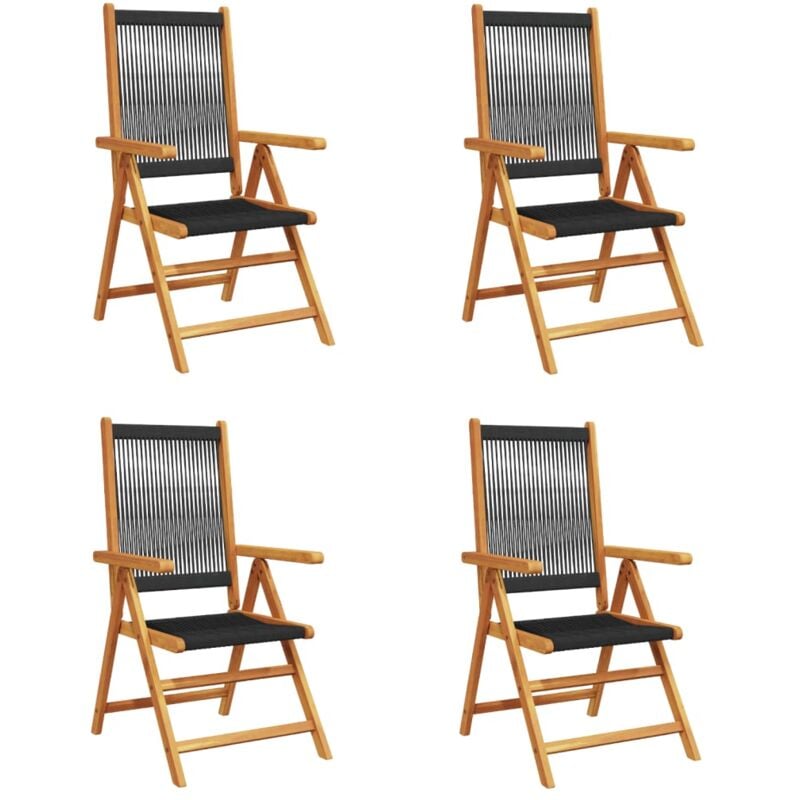 Reclining Garden Chairs 4 pcs Black Solid Wood Acacia Vidaxl