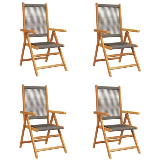 Reclining Garden Chairs 4 pcs Grey Solid Wood Acacia Vidaxl