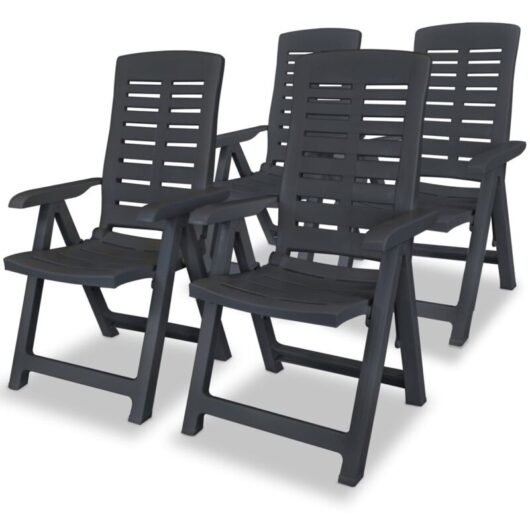 Reclining Garden Chairs 4 pcs Plastic Anthracite Vidaxl
