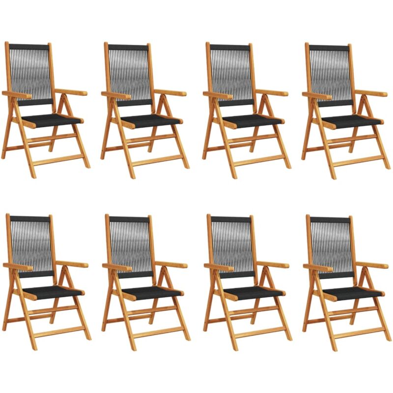Reclining Garden Chairs 8 pcs Black Solid Wood Acacia Vidaxl