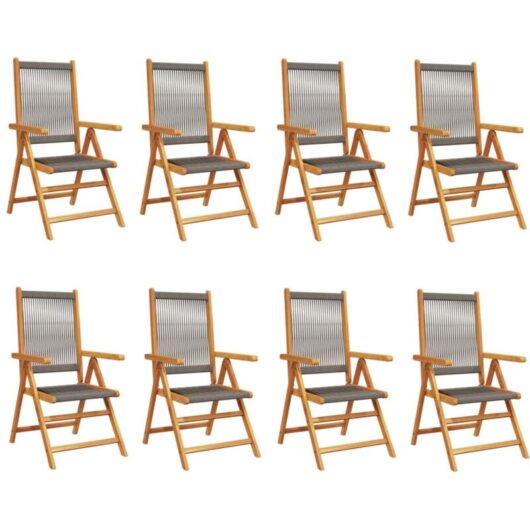 Reclining Garden Chairs 8 pcs Grey Solid Wood Acacia Vidaxl