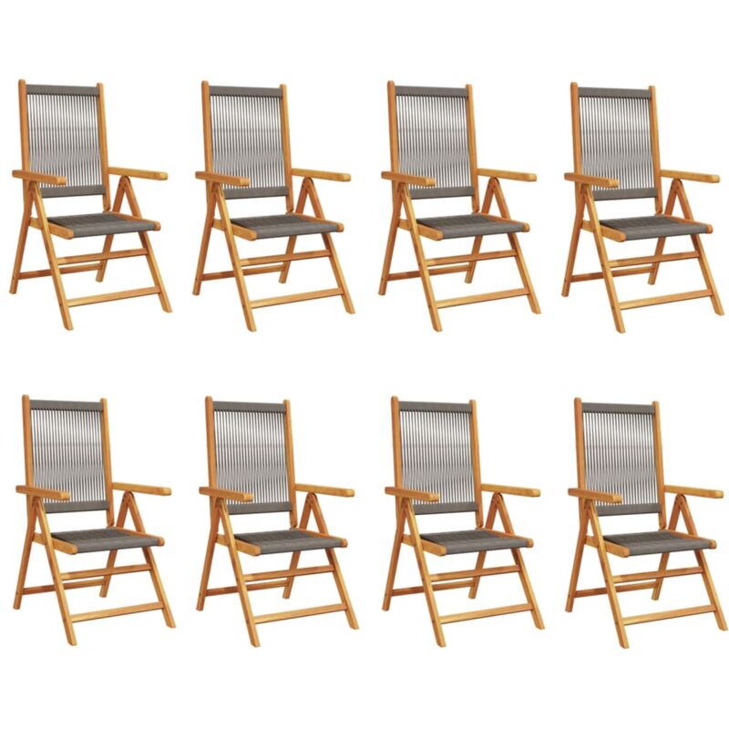 Reclining Garden Chairs 8 pcs Grey Solid Wood Acacia Vidaxl