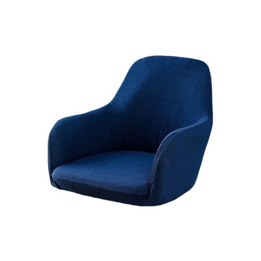 Restaurant Office Elastic Chair Cover, All-inclusive Dining Chair Cover with Armrests, Leather Curved Chair Cover (Blue)
