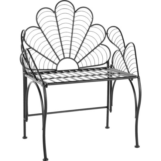 Retro Garden Outdoor Accent Chair Black Iron with Armrests Liguria