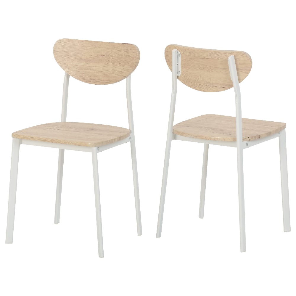 Rexford Light Oak Wooden Dining Chairs With White Frame In Pair