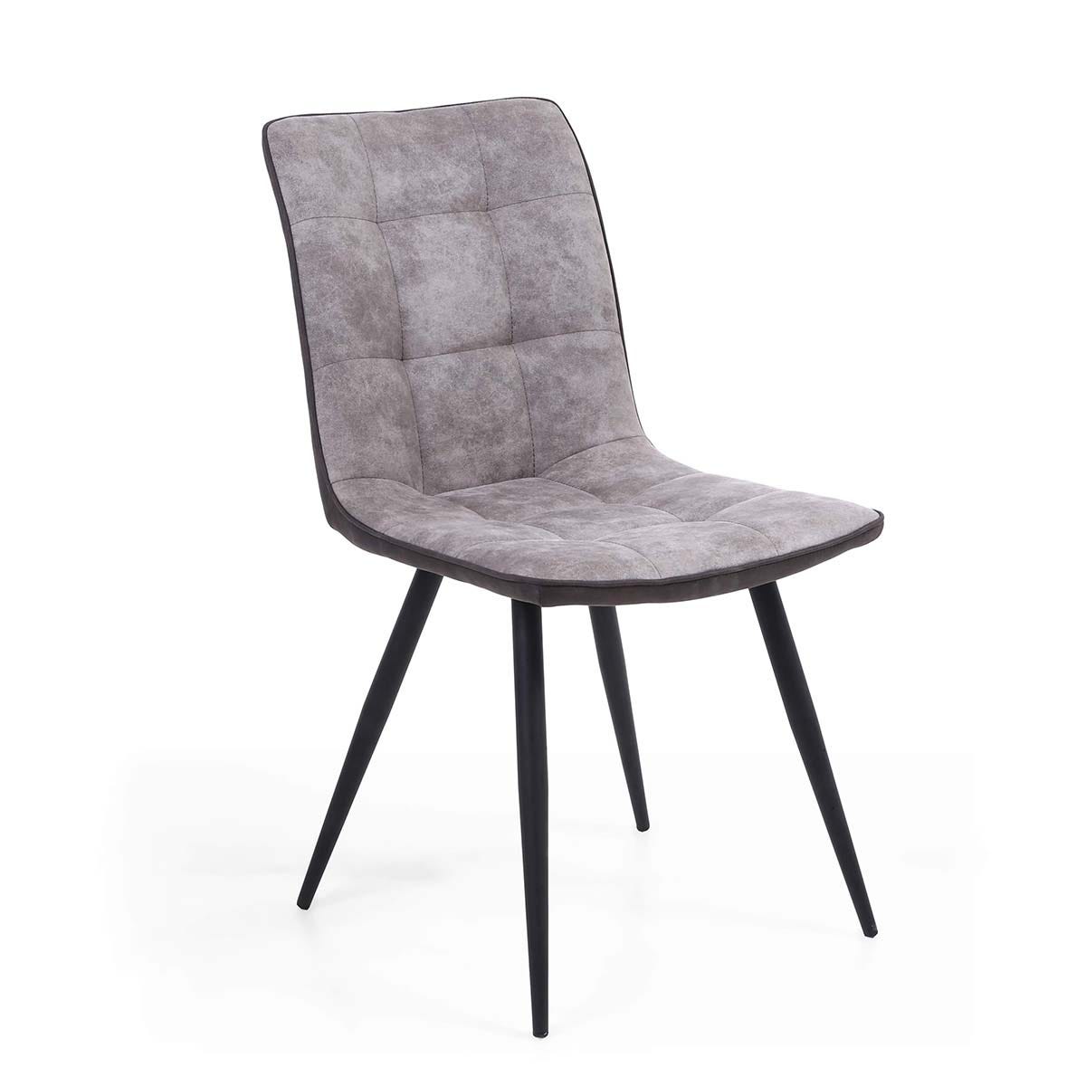 Rodeo Suede Effect Light Grey Dining Chairs Set of 2, none