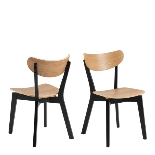 Roxby Dining Chairs in Black and Oak Set of 2, none
