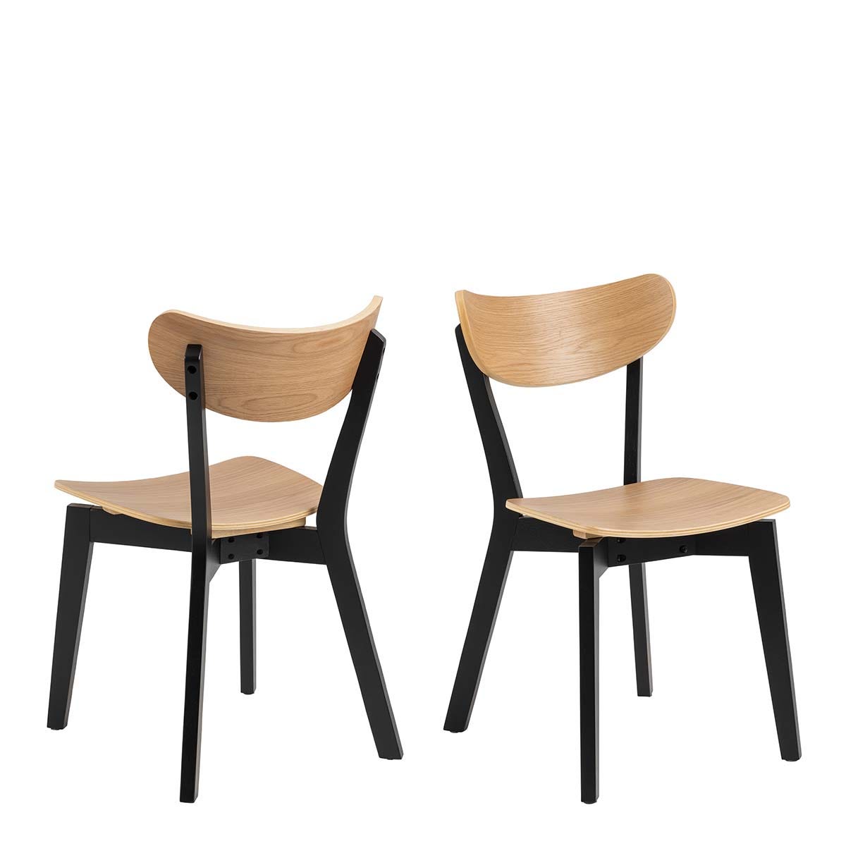 Roxby Dining Chairs in Black and Oak Set of 2, none