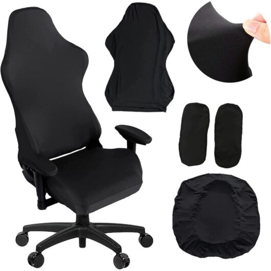 Serbia - Lot de 4 housses chaise gaming avec accoudoirs/dossier la chaise bureau, housse pour d'ordinateur, course, jeu, non, Noir