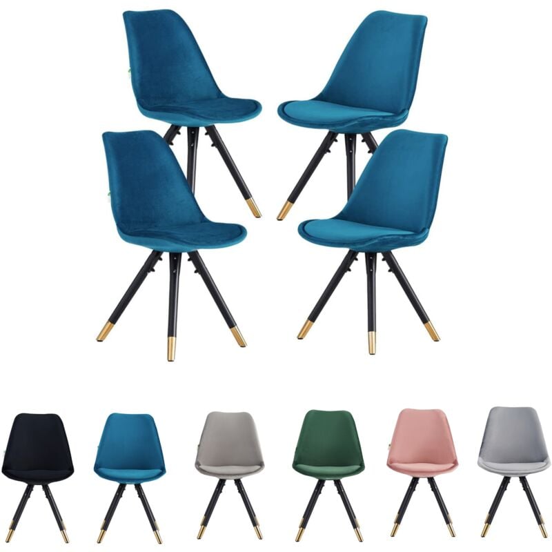 Set of 1/4 Sofia Velvet Upholstered Dining Chair Set of 4 - Blue
