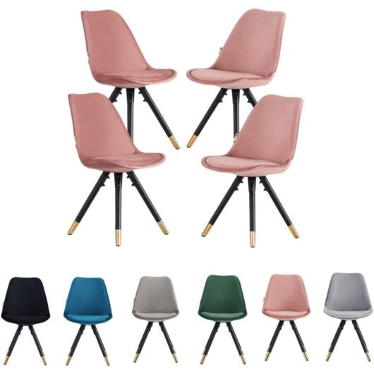 Set of 1/4 Sofia Velvet Upholstered Dining Chair Set of 4 - Pink