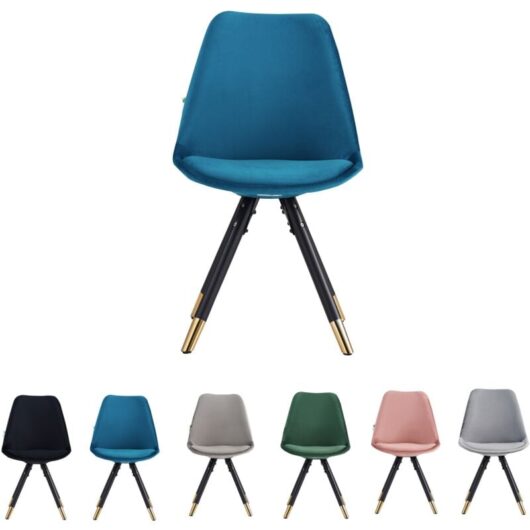 Set of 1/4 Sofia Velvet Upholstered Dining Chair Single - Blue