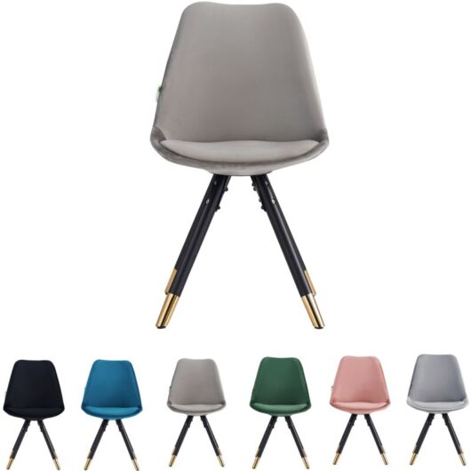 Set of 1/4 Sofia Velvet Upholstered Dining Chair Single - Dark Grey