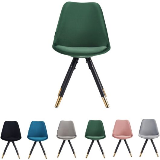 Set of 1/4 Sofia Velvet Upholstered Dining Chair Single - Green