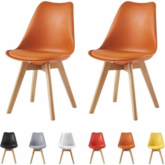 Set of 2 Dining Chairs Designer Side Chairs Wooden Home Office Commercial EVA ORANGE