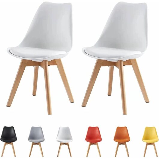 Set of 2 Dining Chairs Designer Side Chairs Wooden Home Office Commercial eva white