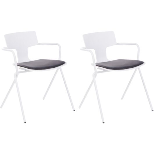 Set of 2 Dining Chairs Modern Plastic Seat pu Black Cushion Manson