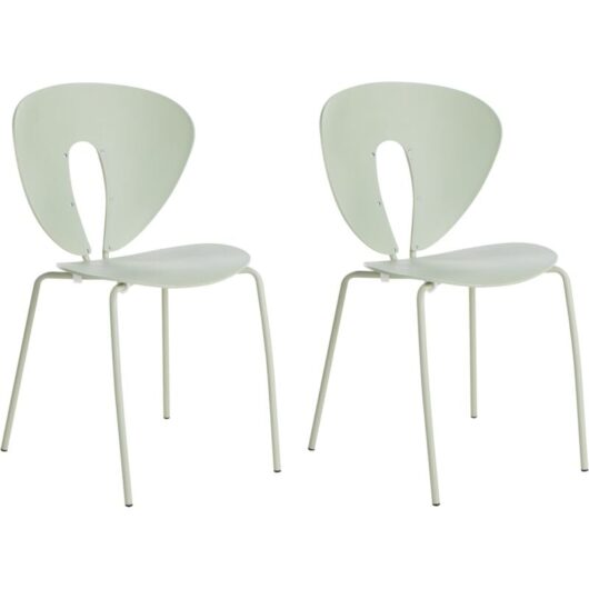 Set of 2 Dining Chairs Stackable Modern Plastic Seat Armless Green Tracy