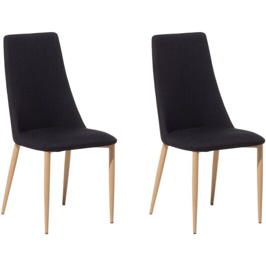 Set of 2 Modern Dining Chairs Upholstered Fabric Black Clayton