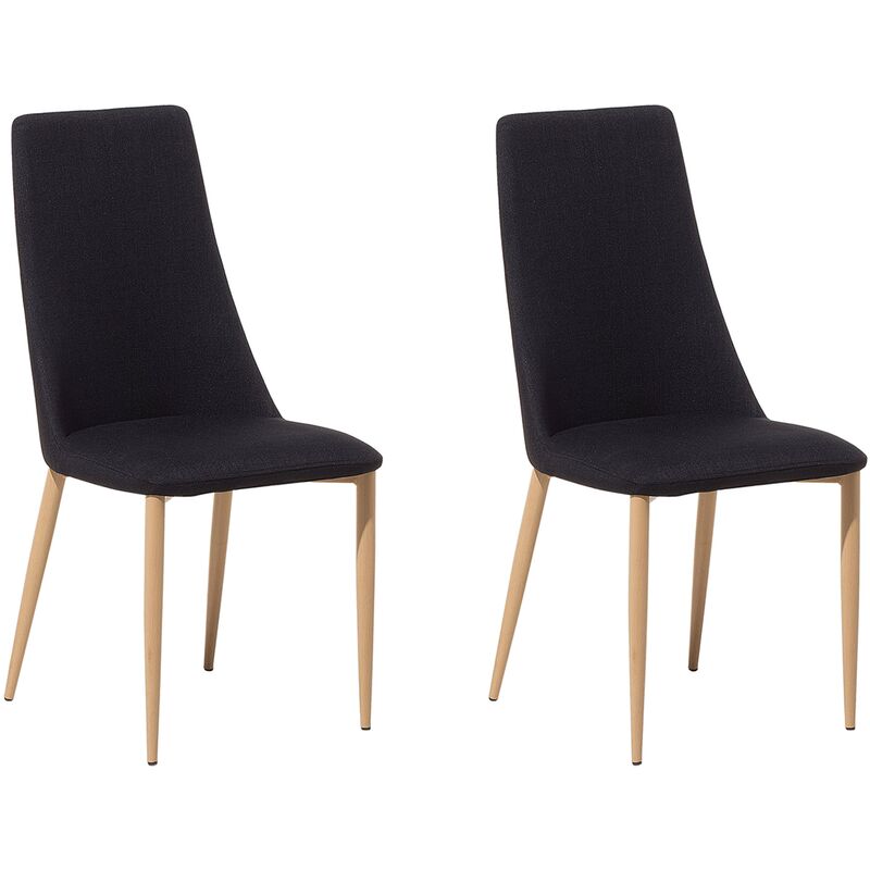 Set of 2 Modern Dining Chairs Upholstered Fabric Black Clayton