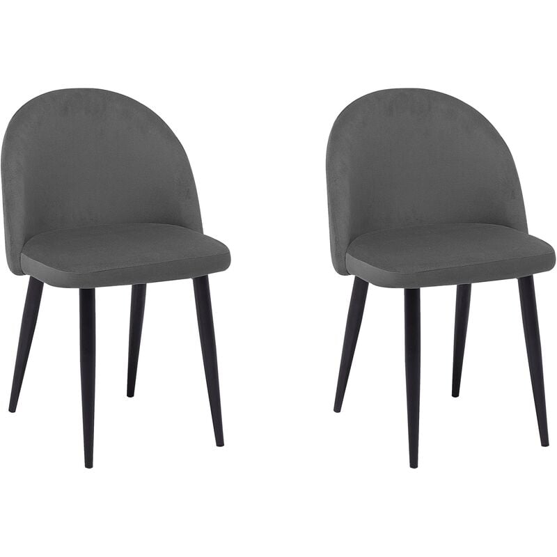 Set of 2 Velvet Dining Chairs Retro Curved Back Living Room Grey Visalia