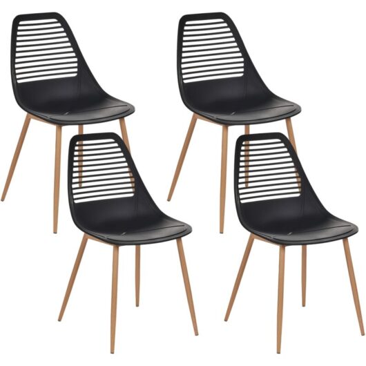 Set of 4 Dining Chairs Modern Minimalistic Armless Plastic Seat Black Montello