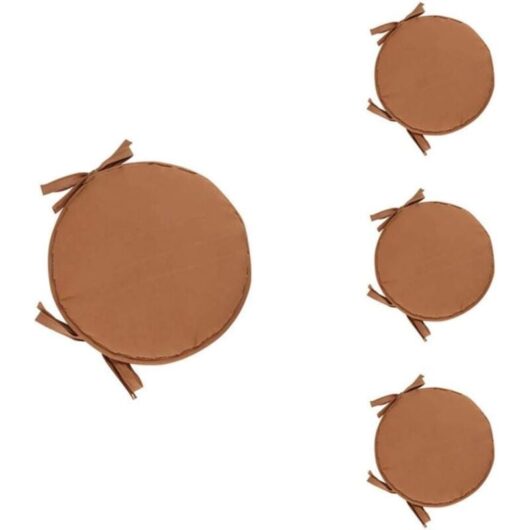 Set of 4 round cushions. Round chair cushion for dining table and chair with drawstring, 38 cm