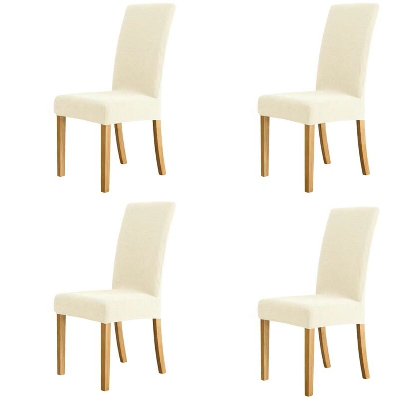 Set of 4 thick beige chair covers, suitable for various scenes, home, hotel, restaurant, office.