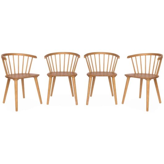 Set of 4 wooden and plywood chairs, Paula, Natural, 53x47.5x76 cm