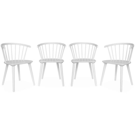 Set of 4 wooden and plywood chairs, Paula, White, 53x47.5x76 cm