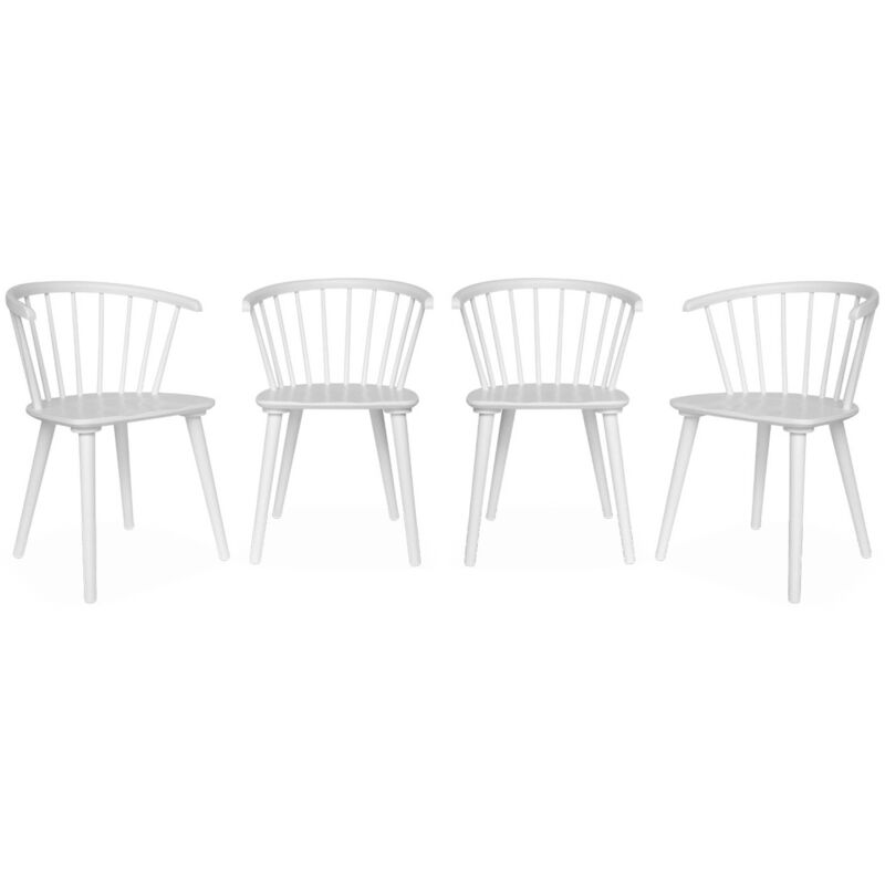 Set of 4 wooden and plywood chairs, Paula, White, 53x47.5x76 cm