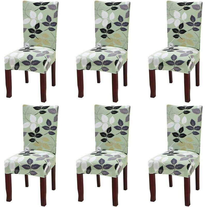 Set of 6 universal stretch chair covers for dining chair green