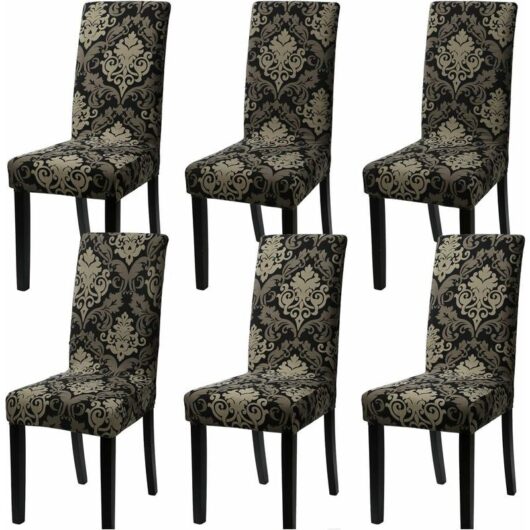 Set of 6 universal stretch chair covers for dining chair (set of 6, ARoyal)
