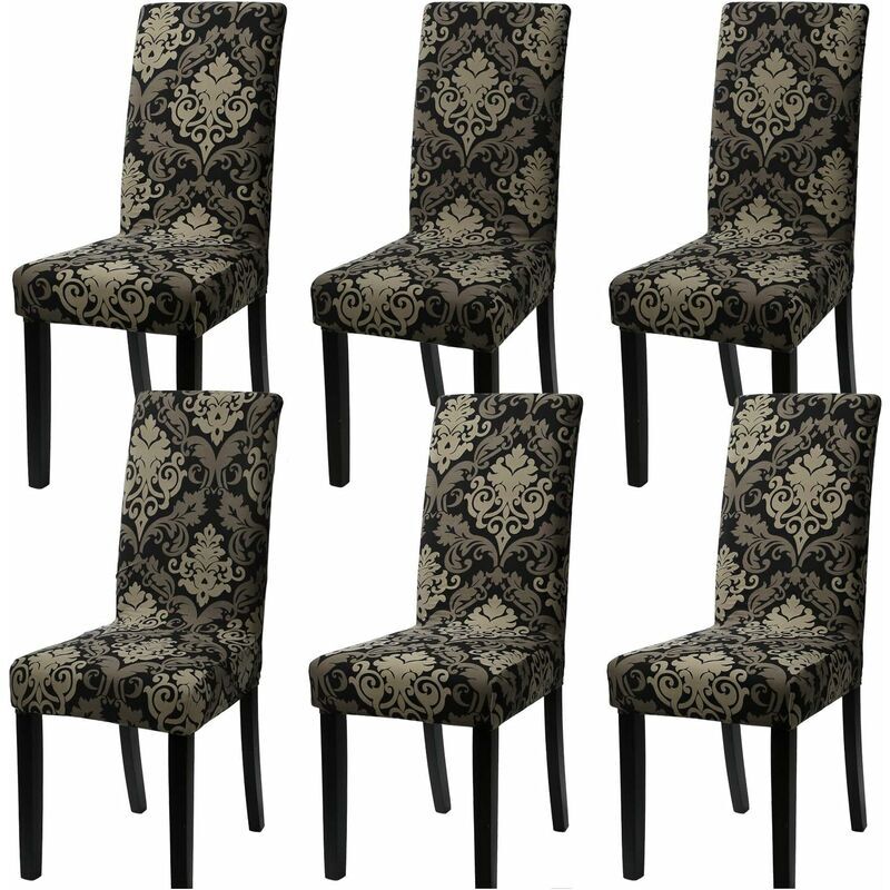Set of 6 universal stretch chair covers for dining chair (set of 6, ARoyal)