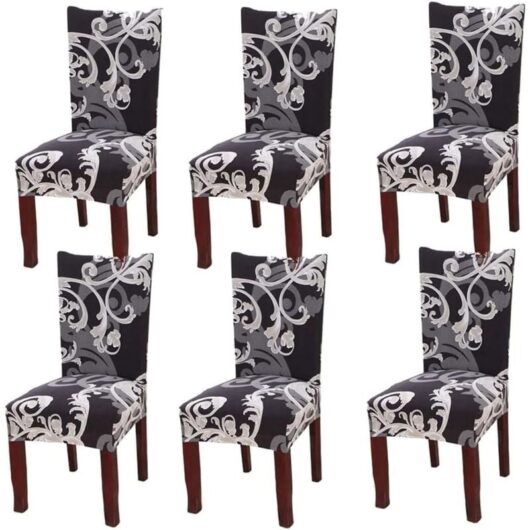 Set of 6 universal stretch chair covers for dining room chair European king