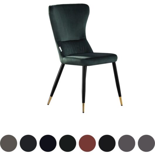 Single New York lux Upholstered Dining Chair with Silver end Caps for Dining Room Kitchen - Green