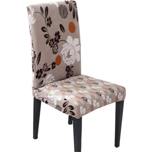 Soft Washable Chair Covers for 4/6 - Elastic Fit Corn Grey Velvet Style b