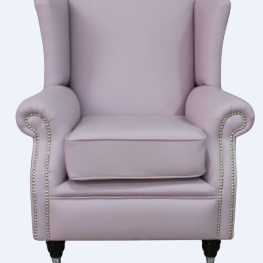 Southwold Wing Chair Fireside High Back Leather Armchair Blossom Pink Leather