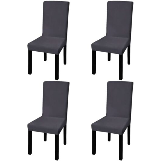 Straight Stretchable Chair Cover 4 pcs Anthracite Vidaxl