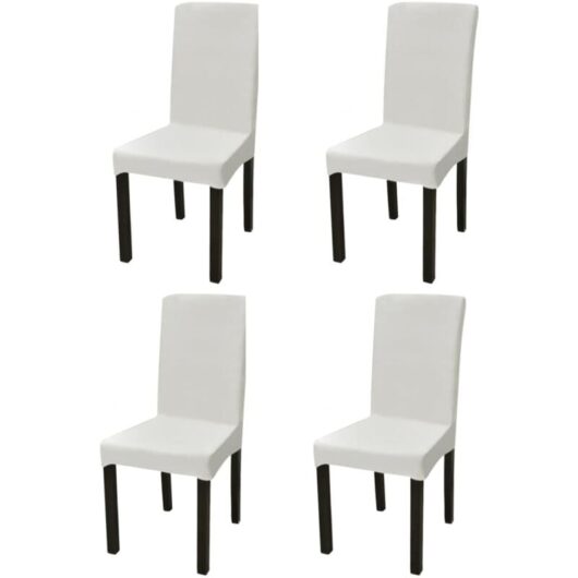 Straight Stretchable Chair Cover 4 pcs Cream vidaXL