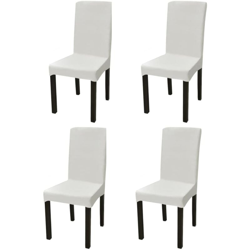 Straight Stretchable Chair Cover 4 pcs Cream vidaXL
