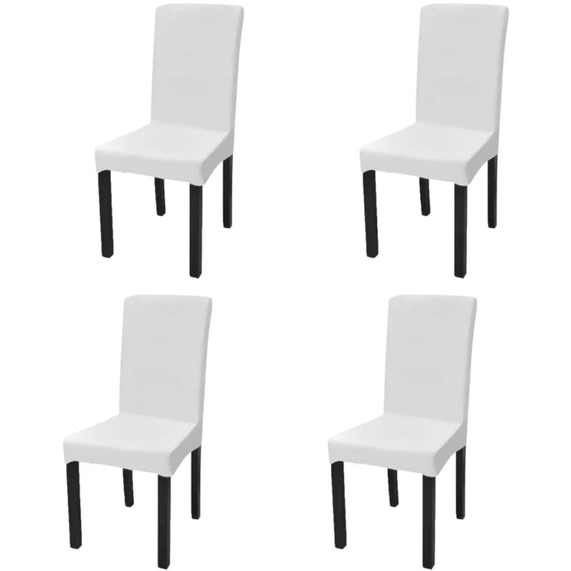 Straight Stretchable Chair Cover 4 pcs White vidaXL