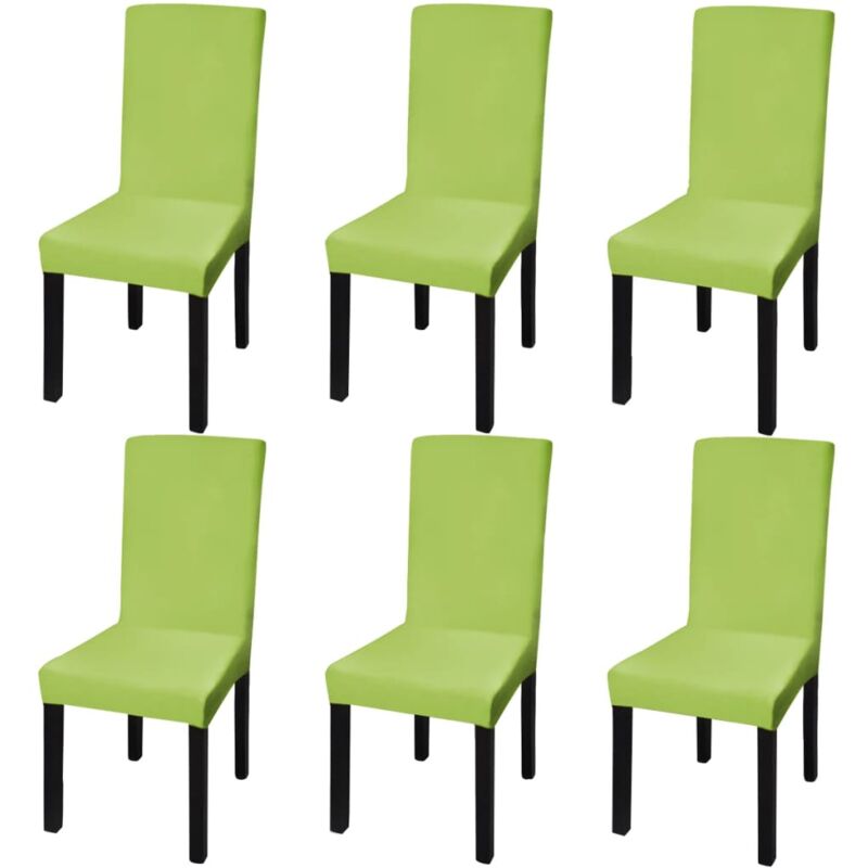 Straight Stretchable Chair Cover 6 pcs Green Vidaxl