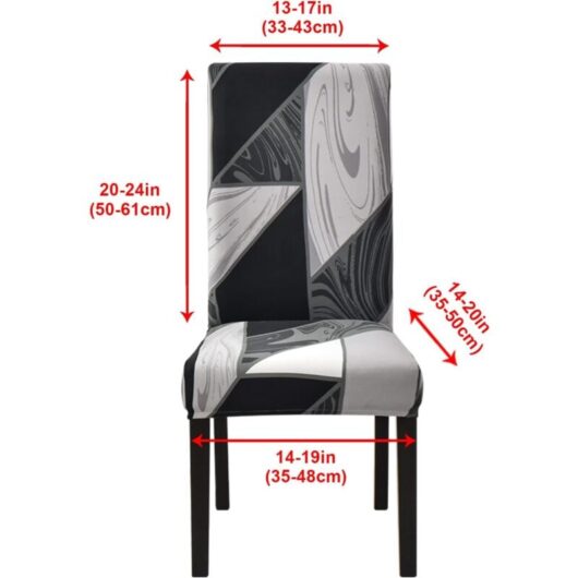 Stretch Chair Cover, Set of 6 Dining Chair Cover, Universal Washable Modern Slipcovers Chair Cover,Black Geometry(6 Pieces)