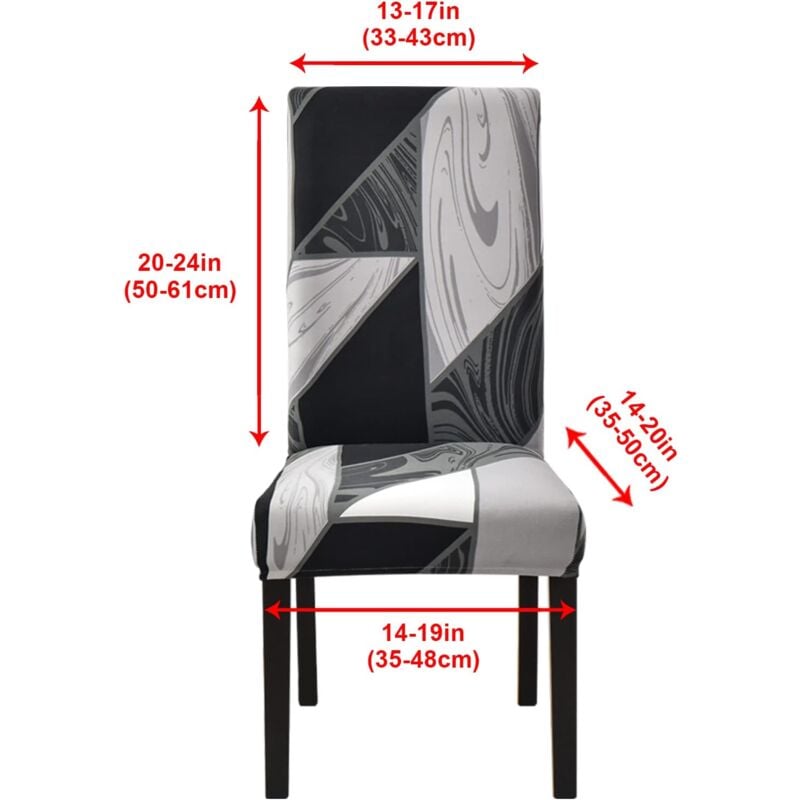 Stretch Chair Cover, Set of 6 Dining Chair Cover, Universal Washable Modern Slipcovers Chair Cover,Black Geometry(6 Pieces)
