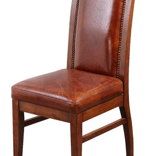 Studded Distressed Leather Dining Chair