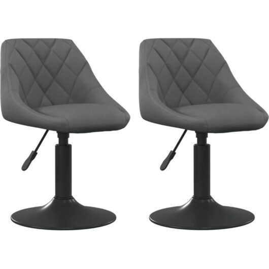 Swivel Dining Chairs 2 pcs Dark Grey Velvet Vidaxl
