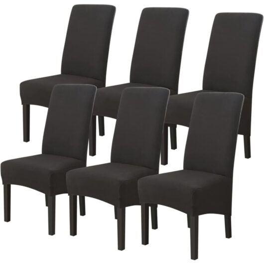 Tinor - 6 Pieces Chair Covers Large Size Black,Universal Dining Chair Slipcovers, Modern Living Room Chair Covers for Wedding Meeting